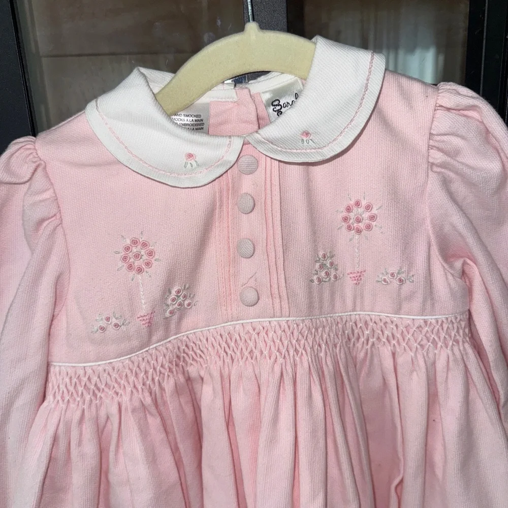 Vintage Sarah Louise dress classic embroidered collar long sleeve toddler roses